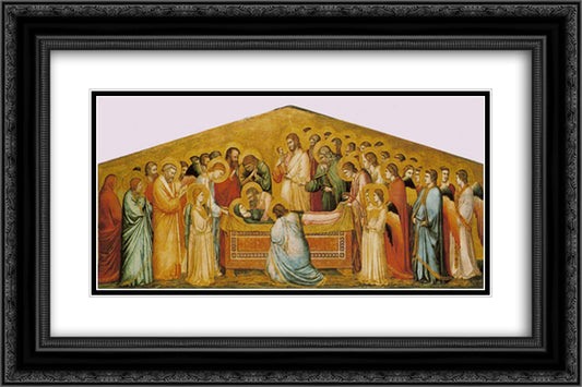 The Death of the Virgin 24x16 Black Ornate Wood Framed Art Print Poster with Double Matting by Giotto