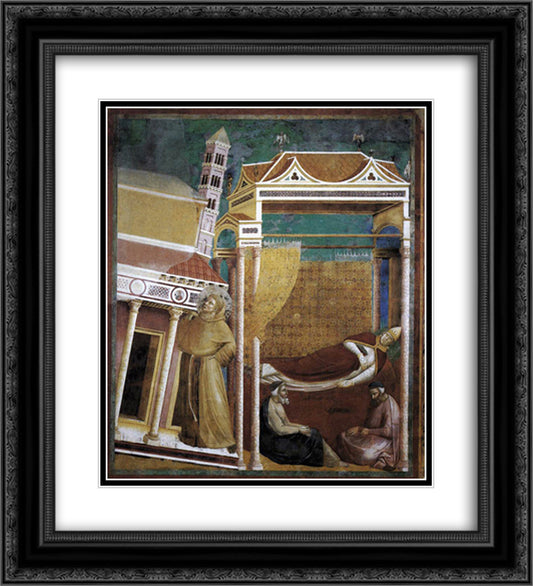 The Dream of Innocent III 20x22 Black Ornate Wood Framed Art Print Poster with Double Matting by Giotto