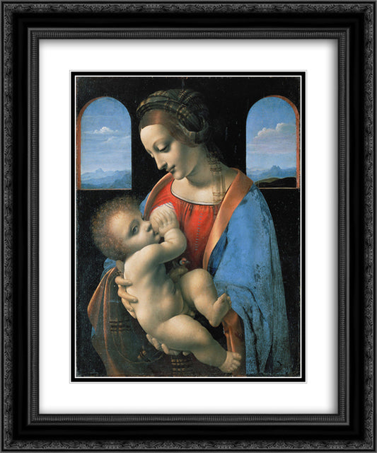 Madonna Litta 20x24 Black Ornate Wood Framed Art Print Poster with Double Matting by Boltraffio, Giovanni Antonio