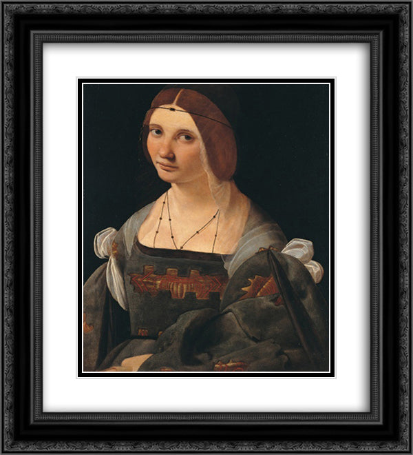 Portrait of a Lady 20x22 Black Ornate Wood Framed Art Print Poster with Double Matting by Boltraffio, Giovanni Antonio