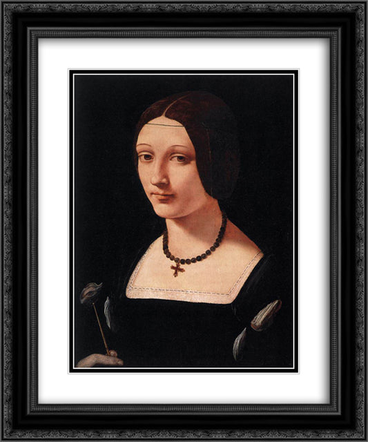 Portrait of a Lady as St. Lucy 20x24 Black Ornate Wood Framed Art Print Poster with Double Matting by Boltraffio, Giovanni Antonio