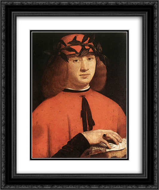 Portrait of Gerolamo Casio 20x24 Black Ornate Wood Framed Art Print Poster with Double Matting by Boltraffio, Giovanni Antonio