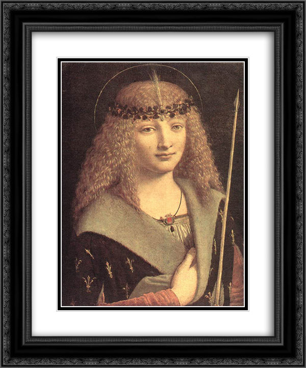 Saint Sebastian 20x24 Black Ornate Wood Framed Art Print Poster with Double Matting by Boltraffio, Giovanni Antonio