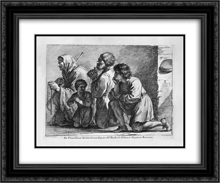 A family in prayer 24x20 Black Ornate Wood Framed Art Print Poster with Double Matting by Piranesi, Giovanni Battista