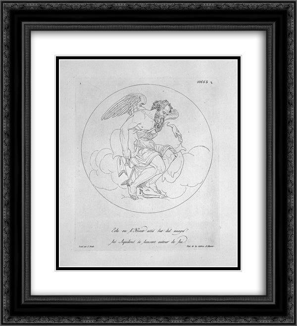 Aeolus seated on clouds 20x22 Black Ornate Wood Framed Art Print Poster with Double Matting by Piranesi, Giovanni Battista