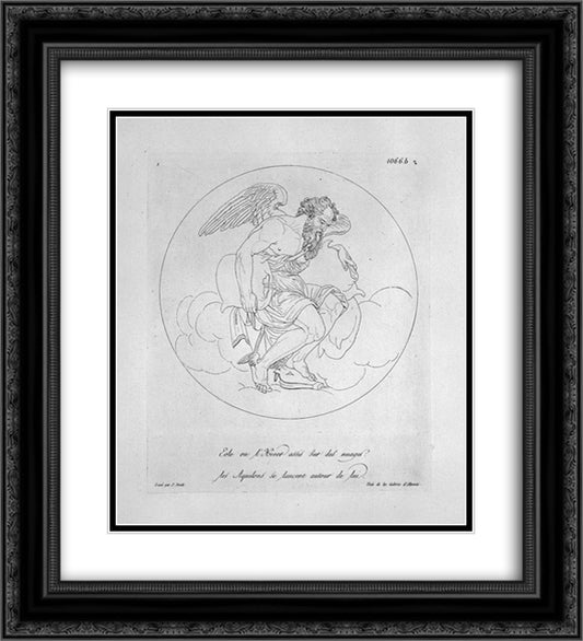 Aeolus seated on clouds 20x22 Black Ornate Wood Framed Art Print Poster with Double Matting by Piranesi, Giovanni Battista