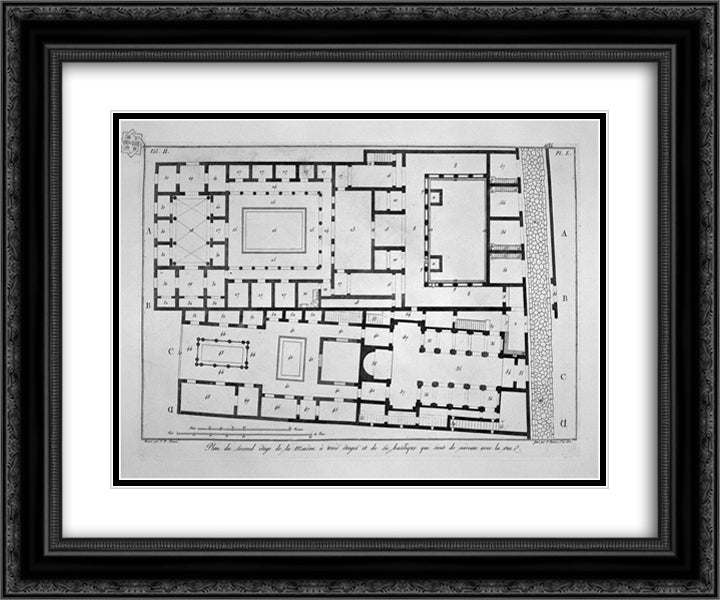 Aforesaid Section of the house 24x20 Black Ornate Wood Framed Art Print Poster with Double Matting by Piranesi, Giovanni Battista