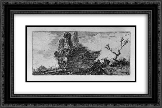 Amphitheater of Pula in Istria near the sea 24x16 Black Ornate Wood Framed Art Print Poster with Double Matting by Piranesi, Giovanni Battista