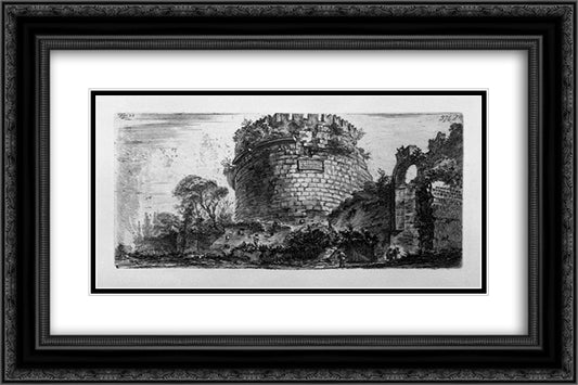 Amphitheatre of Verona 24x16 Black Ornate Wood Framed Art Print Poster with Double Matting by Piranesi, Giovanni Battista