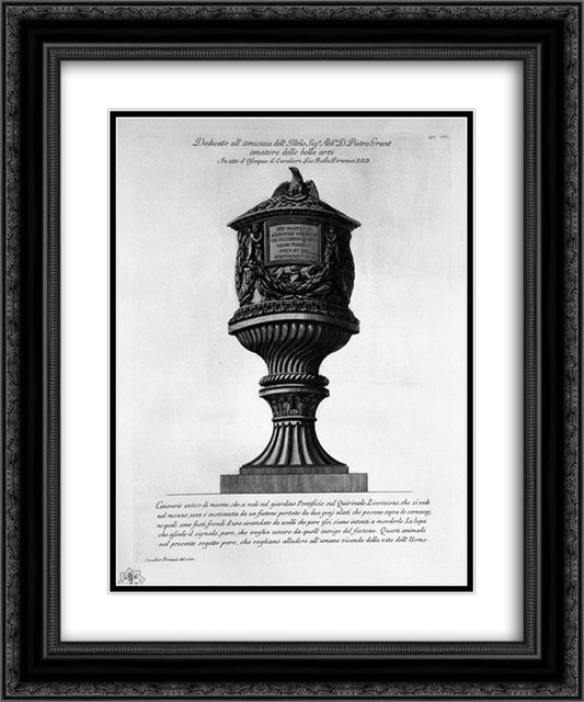 Ancient marble urn in the garden of the Quirinal 20x24 Black Ornate Wood Framed Art Print Poster with Double Matting by Piranesi, Giovanni Battista
