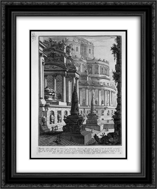 Ancient mausoleum erected to the ashes of a Roman Emperor 20x24 Black Ornate Wood Framed Art Print Poster with Double Matting by Piranesi, Giovanni Battista