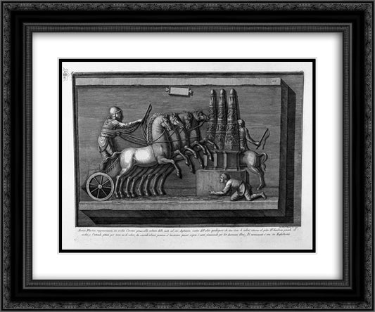 Ancient representing a plastic chariot circus at the turn of the destinations (inc F Piranesi) 24x20 Black Ornate Wood Framed Art Print Poster with Double Matting by Piranesi, Giovanni Battista