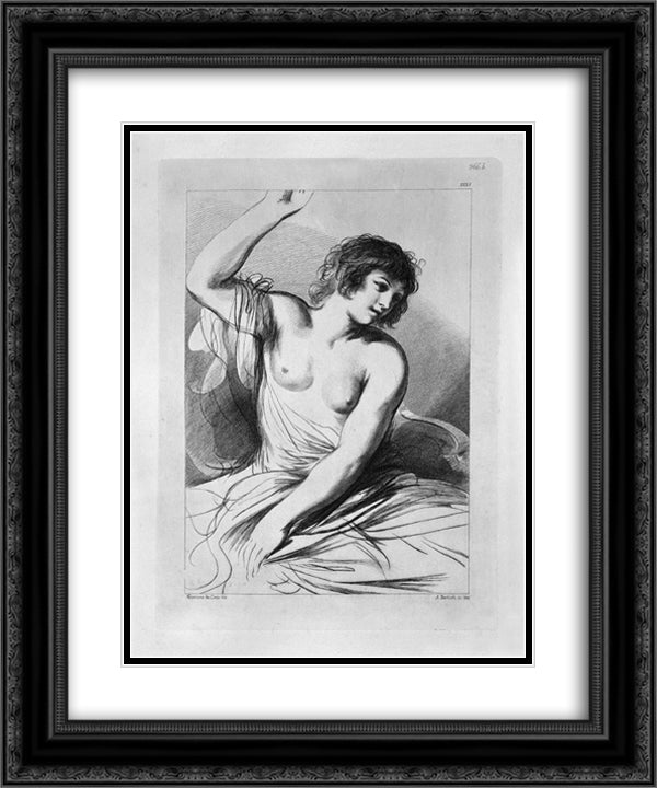 Andromeda on the rock by Guercino 20x24 Black Ornate Wood Framed Art Print Poster with Double Matting by Piranesi, Giovanni Battista