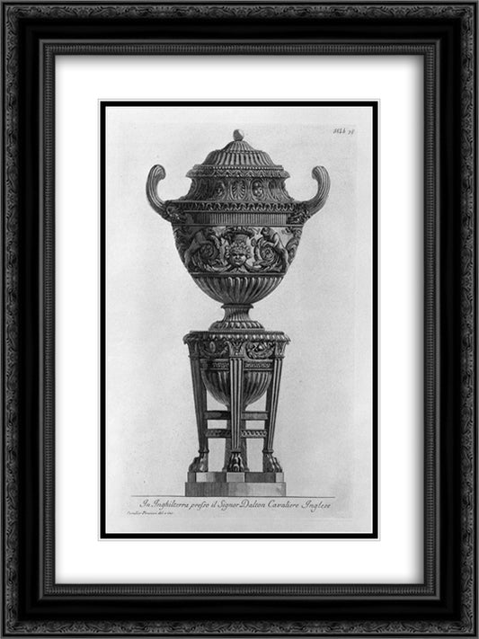 Another vessel supported by tripod 18x24 Black Ornate Wood Framed Art Print Poster with Double Matting by Piranesi, Giovanni Battista