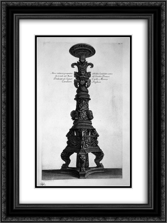Another view in perspective of the previous candlestick 18x24 Black Ornate Wood Framed Art Print Poster with Double Matting by Piranesi, Giovanni Battista
