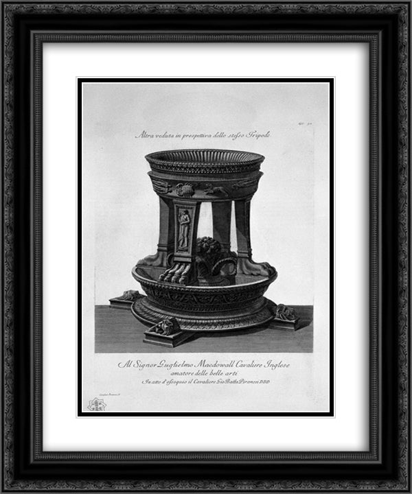 Another view in perspective of the same Tripod 20x24 Black Ornate Wood Framed Art Print Poster with Double Matting by Piranesi, Giovanni Battista