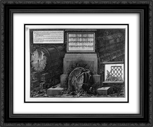 Another view of the above and the column of granite pedestal 24x20 Black Ornate Wood Framed Art Print Poster with Double Matting by Piranesi, Giovanni Battista
