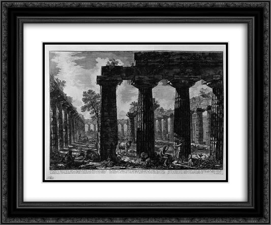 Another view of the facade of the pronaos 24x20 Black Ornate Wood Framed Art Print Poster with Double Matting by Piranesi, Giovanni Battista