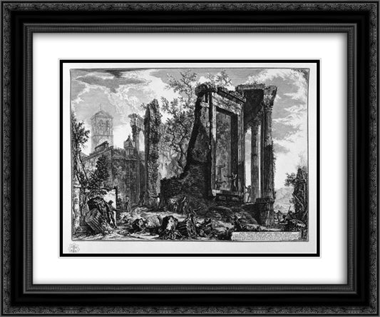 Another view of the Temple of the Sibyl at Tivoli 24x20 Black Ornate Wood Framed Art Print Poster with Double Matting by Piranesi, Giovanni Battista