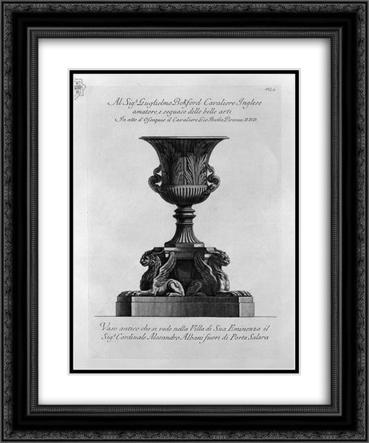 Antique vase of marble (Villa Albani) 20x24 Black Ornate Wood Framed Art Print Poster with Double Matting by Piranesi, Giovanni Battista
