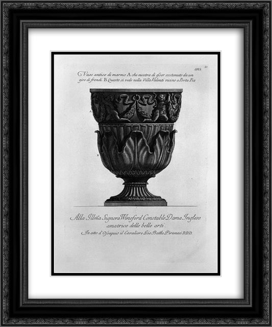 Antique vase of marble in the Villa Valenti at Porta Pia 20x24 Black Ornate Wood Framed Art Print Poster with Double Matting by Piranesi, Giovanni Battista