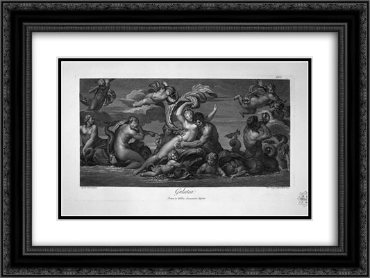 Apollo and Silenus 24x18 Black Ornate Wood Framed Art Print Poster with Double Matting by Piranesi, Giovanni Battista
