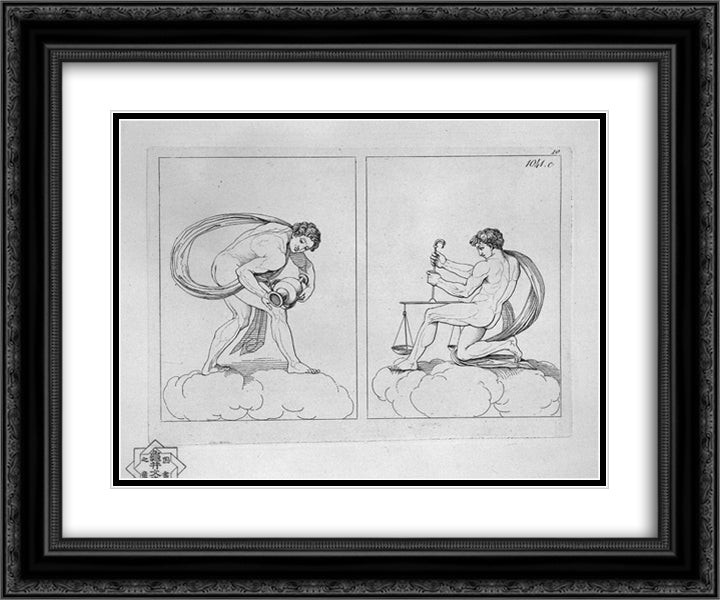 Aquarius and Libra 24x20 Black Ornate Wood Framed Art Print Poster with Double Matting by Piranesi, Giovanni Battista