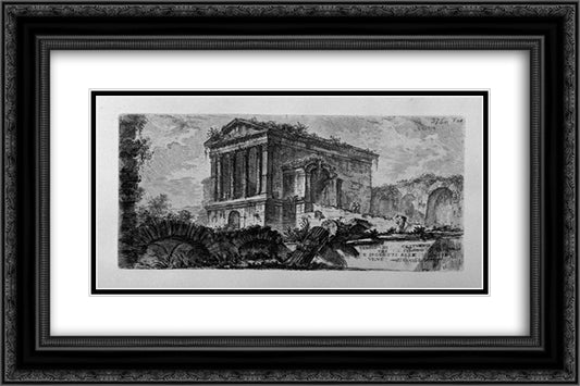 Arch of Pula in Istria near the port 24x16 Black Ornate Wood Framed Art Print Poster with Double Matting by Piranesi, Giovanni Battista