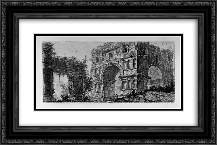 Arch of Titus in Rome 24x16 Black Ornate Wood Framed Art Print Poster with Double Matting by Piranesi, Giovanni Battista