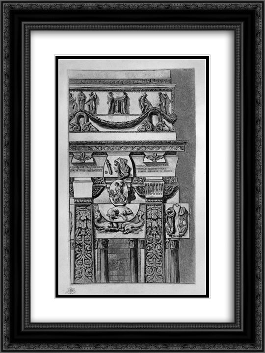 Architectural decoration 18x24 Black Ornate Wood Framed Art Print Poster with Double Matting by Piranesi, Giovanni Battista