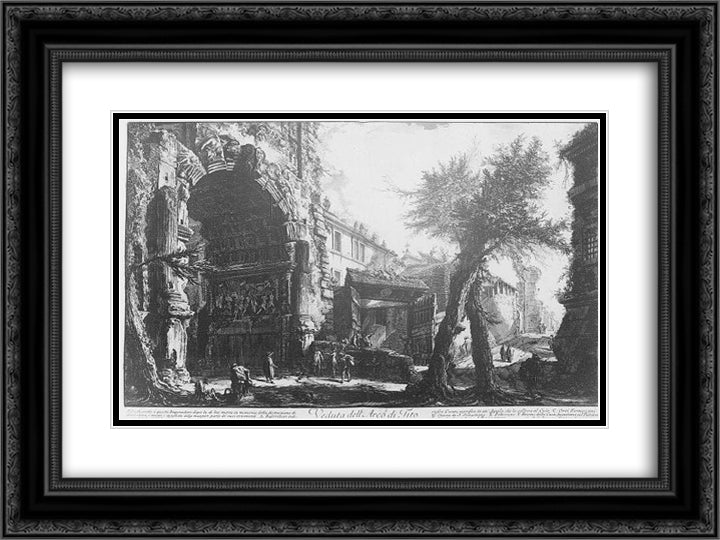 Arco de Tito 24x18 Black Ornate Wood Framed Art Print Poster with Double Matting by Piranesi, Giovanni Battista