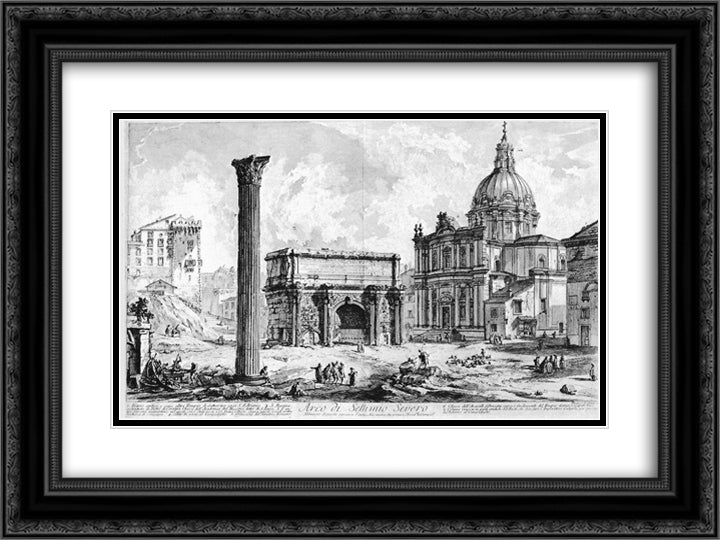 Arco di Settimio Severo 24x18 Black Ornate Wood Framed Art Print Poster with Double Matting by Piranesi, Giovanni Battista
