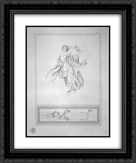 Bacchante dancing with castanets 20x24 Black Ornate Wood Framed Art Print Poster with Double Matting by Piranesi, Giovanni Battista