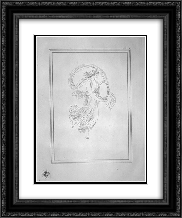 Bacchante leading a mirror 20x24 Black Ornate Wood Framed Art Print Poster with Double Matting by Piranesi, Giovanni Battista