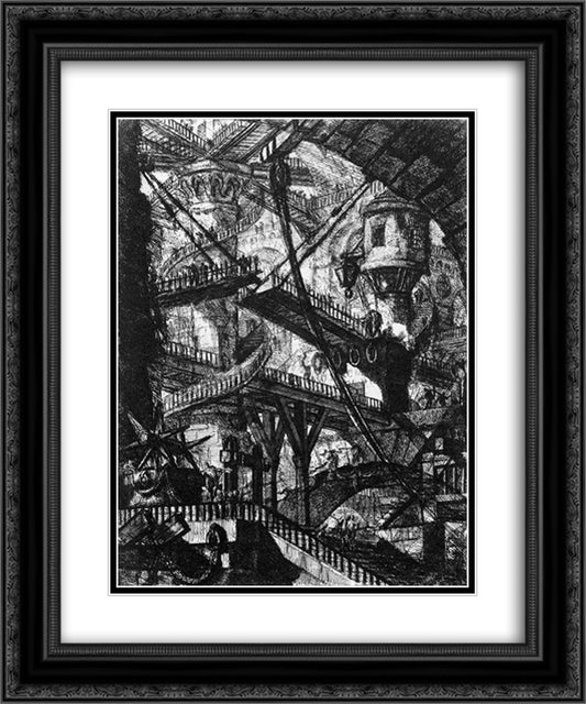 Carceri VII 20x24 Black Ornate Wood Framed Art Print Poster with Double Matting by Piranesi, Giovanni Battista