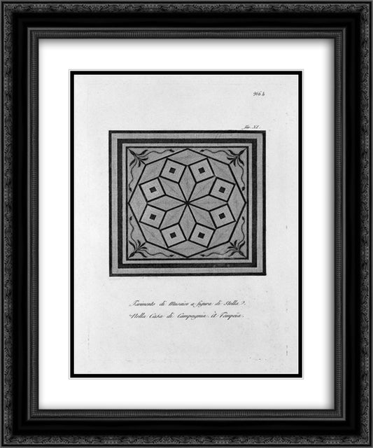 Chess and Nosetto floor in mosaic at the House of Society 20x24 Black Ornate Wood Framed Art Print Poster with Double Matting by Piranesi, Giovanni Battista