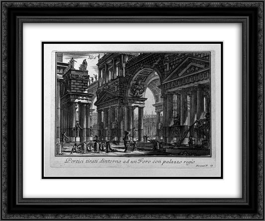 City hanging arm, and sailed below 24x20 Black Ornate Wood Framed Art Print Poster with Double Matting by Piranesi, Giovanni Battista