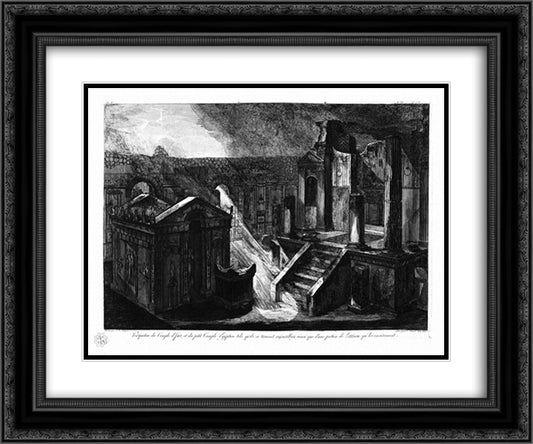 Cornerstones of the same gateway 24x20 Black Ornate Wood Framed Art Print Poster with Double Matting by Piranesi, Giovanni Battista