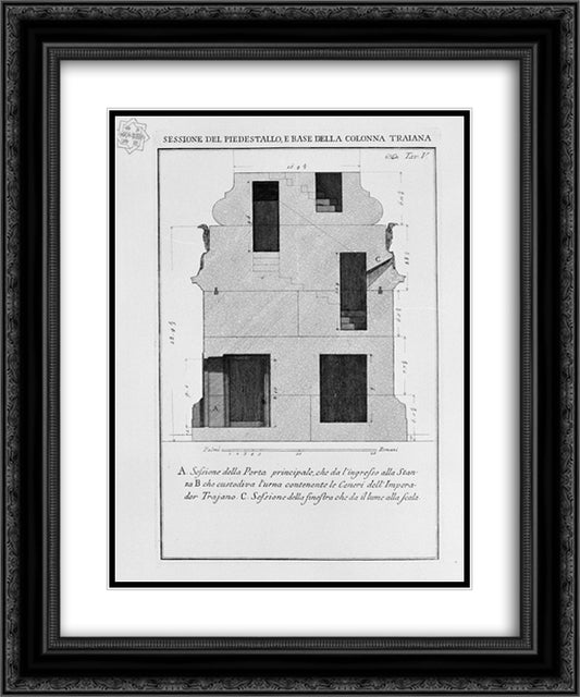 ction of the pedestal of Trajan column, the main port and first order of steps 20x24 Black Ornate Wood Framed Art Print Poster with Double Matting by Piranesi, Giovanni Battista