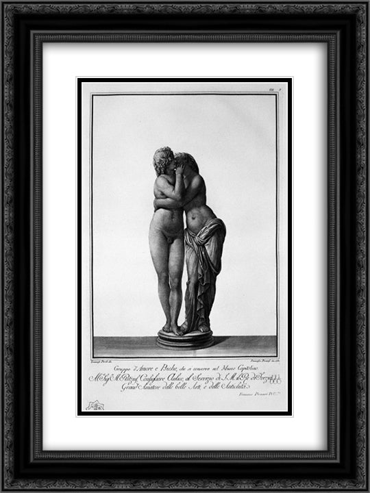 Cupid and Psyche 18x24 Black Ornate Wood Framed Art Print Poster with Double Matting by Piranesi, Giovanni Battista