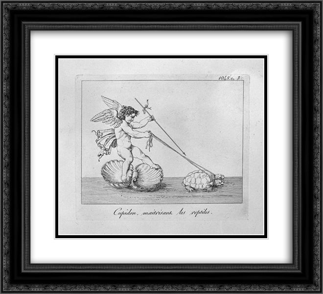Cupid and the turtles 22x20 Black Ornate Wood Framed Art Print Poster with Double Matting by Piranesi, Giovanni Battista