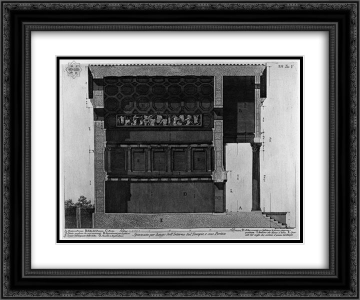 Cutaway of the Interior for long these days, and his Porch 24x20 Black Ornate Wood Framed Art Print Poster with Double Matting by Piranesi, Giovanni Battista