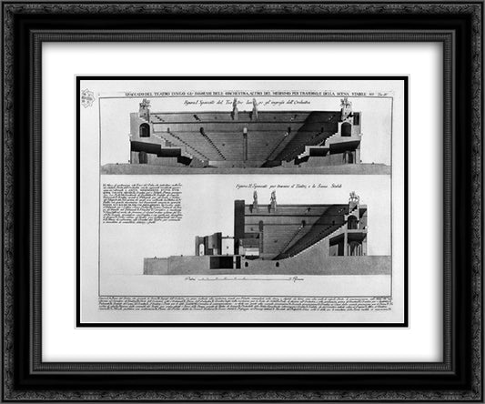 Cutaway theater along gl `inputs of` More of the same orchestra for crosswise stability of the scene 24x20 Black Ornate Wood Framed Art Print Poster with Double Matting by Piranesi, Giovanni Battista