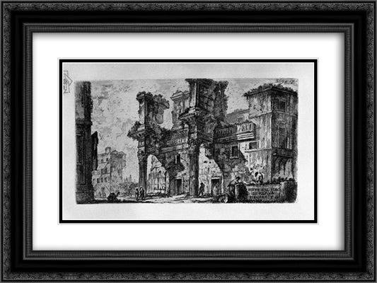 Dedicatory letter in italics italics, dated July 20, 1748 24x18 Black Ornate Wood Framed Art Print Poster with Double Matting by Piranesi, Giovanni Battista