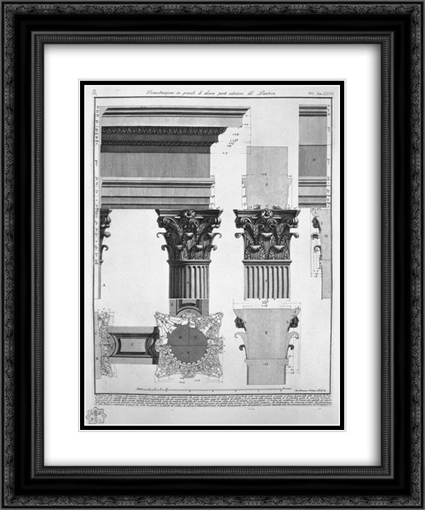 Demonstration in large parts of the interior of the Pantheon 20x24 Black Ornate Wood Framed Art Print Poster with Double Matting by Piranesi, Giovanni Battista