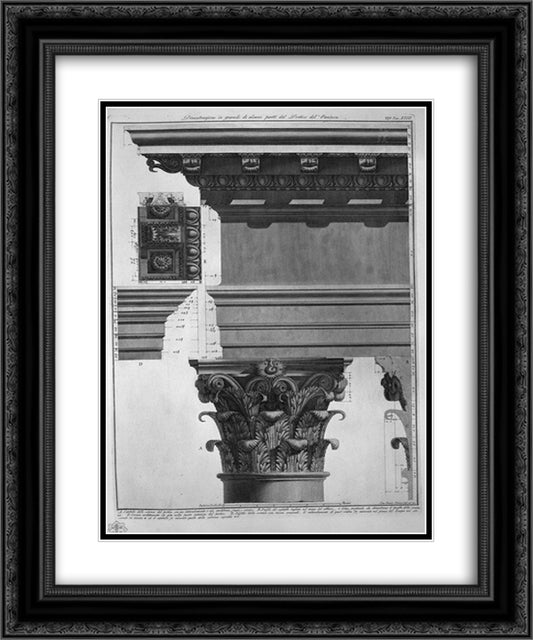 Demonstration in large parts of the Portico of the Pantheon 20x24 Black Ornate Wood Framed Art Print Poster with Double Matting by Piranesi, Giovanni Battista
