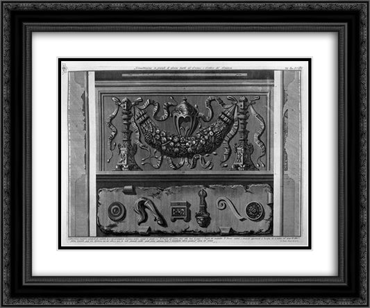 Demonstration in large parts of the pronaos of the Pantheon and Portico 24x20 Black Ornate Wood Framed Art Print Poster with Double Matting by Piranesi, Giovanni Battista