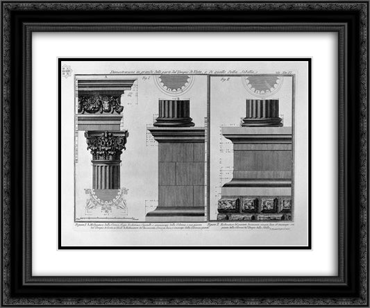 Demonstration in large parts of the Temple of Vesta and the Sibyl 24x20 Black Ornate Wood Framed Art Print Poster with Double Matting by Piranesi, Giovanni Battista