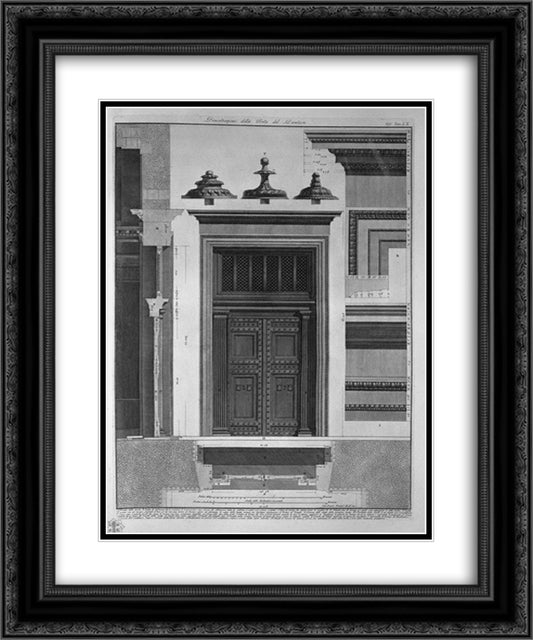 Demonstration of the door of the Pantheon 20x24 Black Ornate Wood Framed Art Print Poster with Double Matting by Piranesi, Giovanni Battista