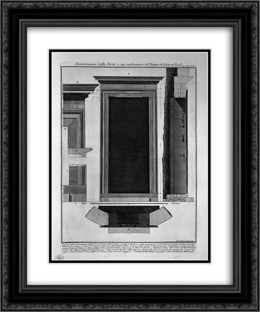 Demonstration of the port and its modinature the Temple of Vesta in Tivoli 20x24 Black Ornate Wood Framed Art Print Poster with Double Matting by Piranesi, Giovanni Battista